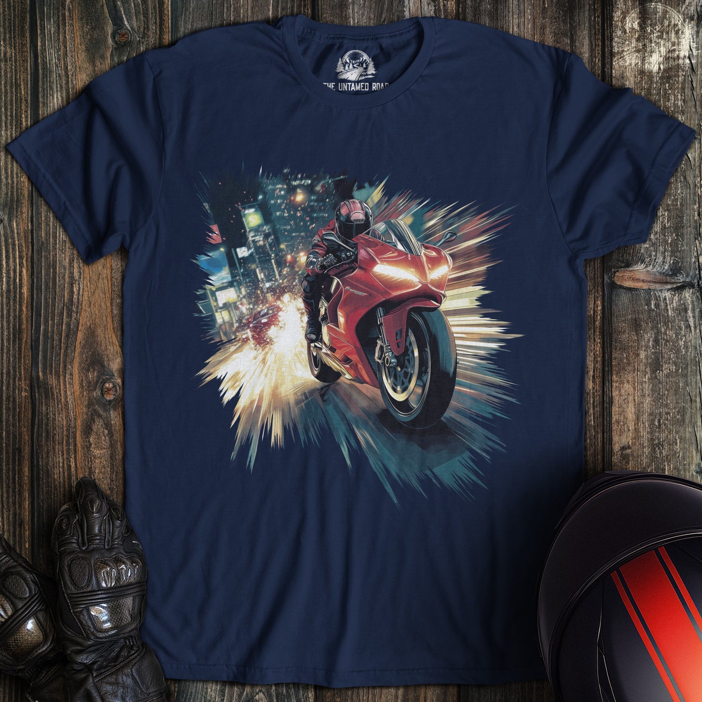 A navy colored t-shirt with the words "city duke" printed on the front.