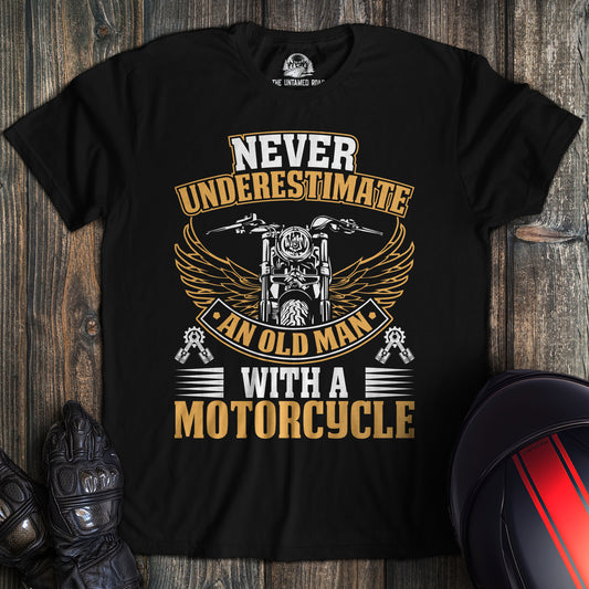 Old Man With Motorcycle T-Shirt