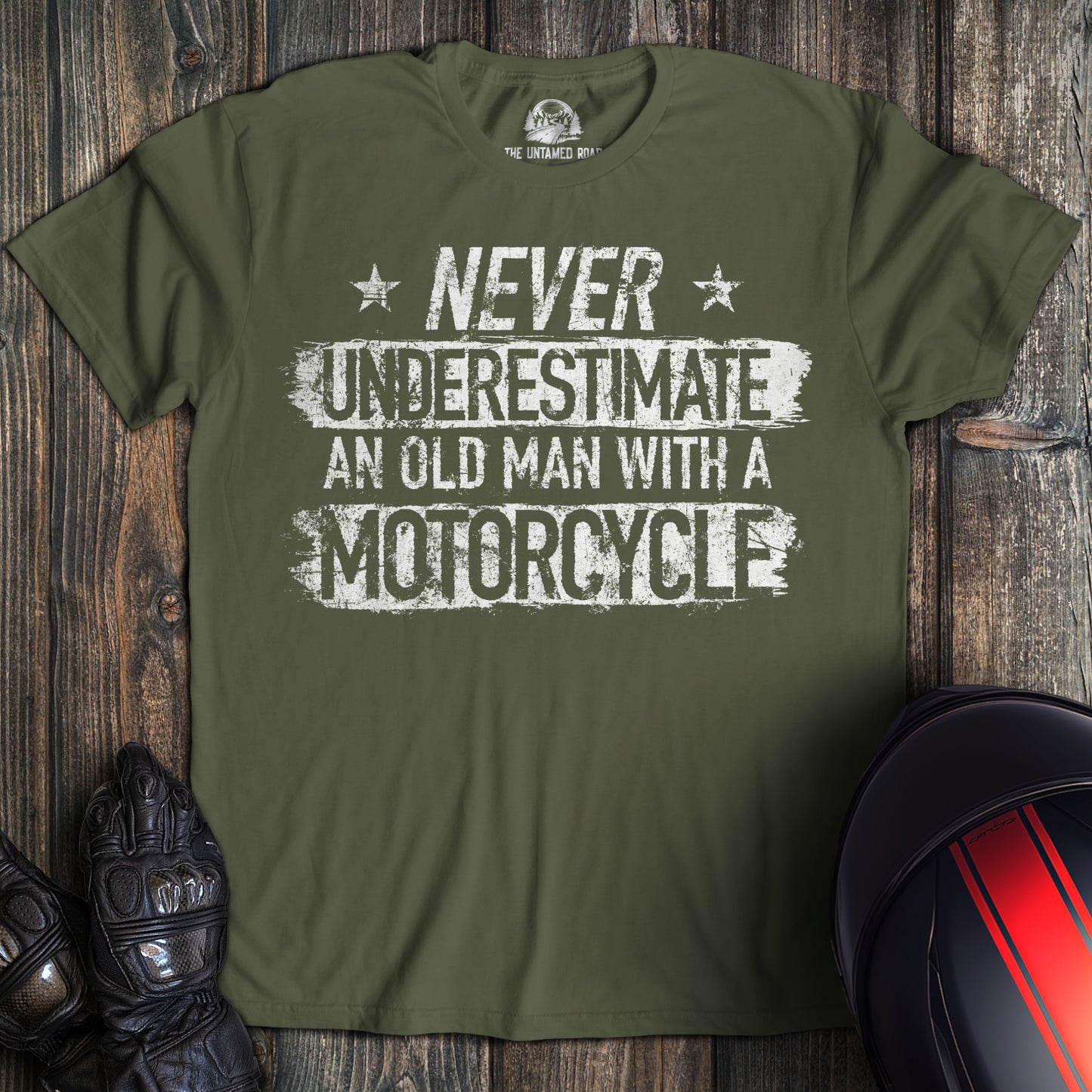 Old Man With Motorcycle T-Shirt