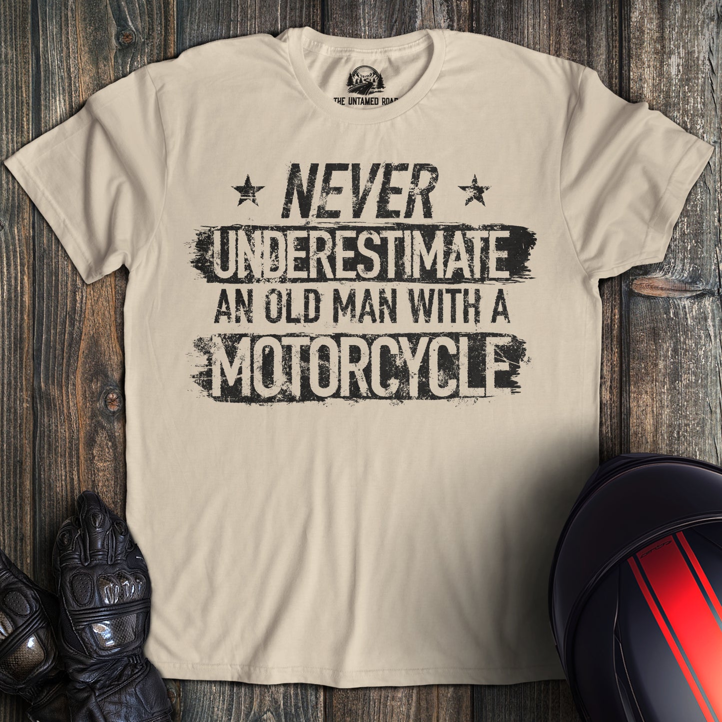 Old Man With Motorcycle T-Shirt