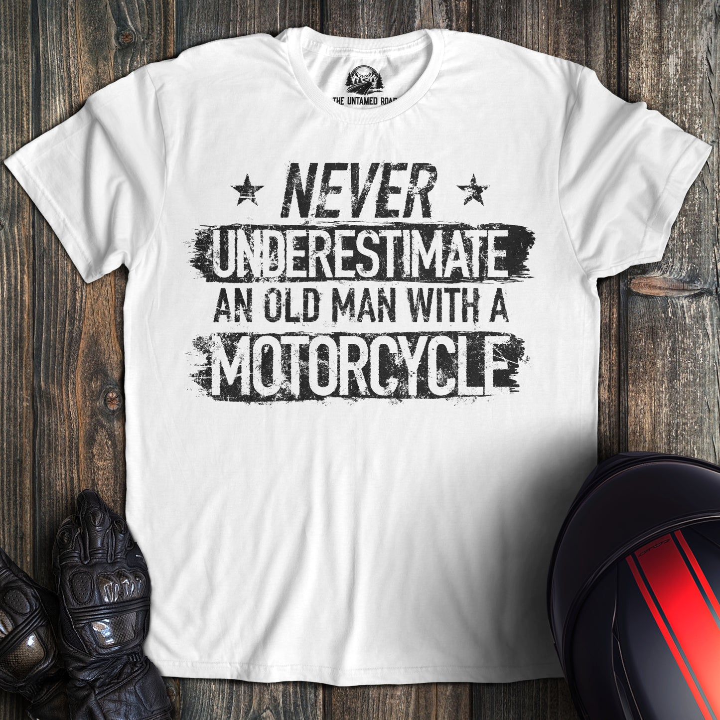 Old Man With Motorcycle T-Shirt