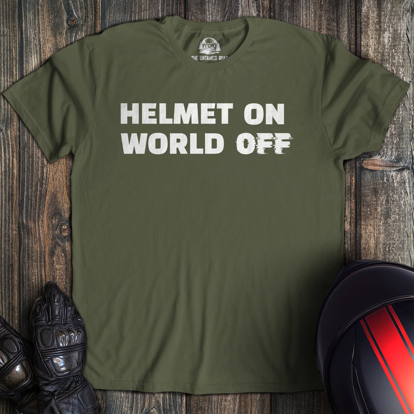 Helmet On World Off T-Shirt